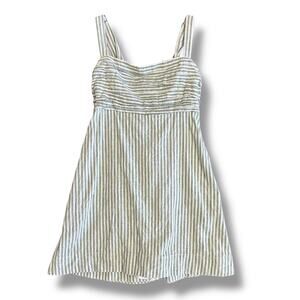 Abercrombie & Fitch Linen Stripe Sundress Romper Sage Green Small